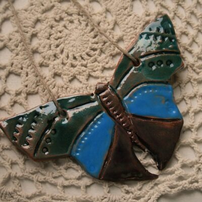 Motyl ceramiczny mały turkusowy