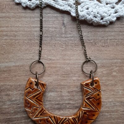 Naszyjnik ceramiczny brązowy AZTECKI