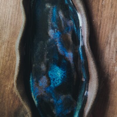 Długa patera ceramiczna niebiesko fioletowa