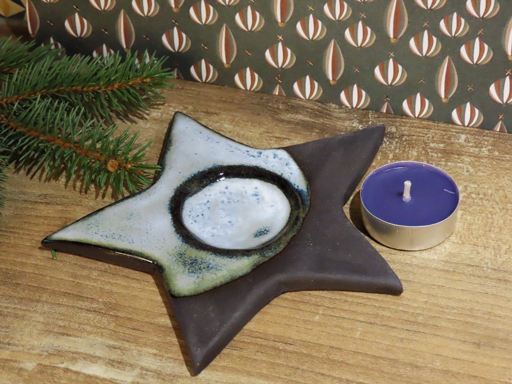 Świecznik ceramiczny czekoladowy - obrazek 2