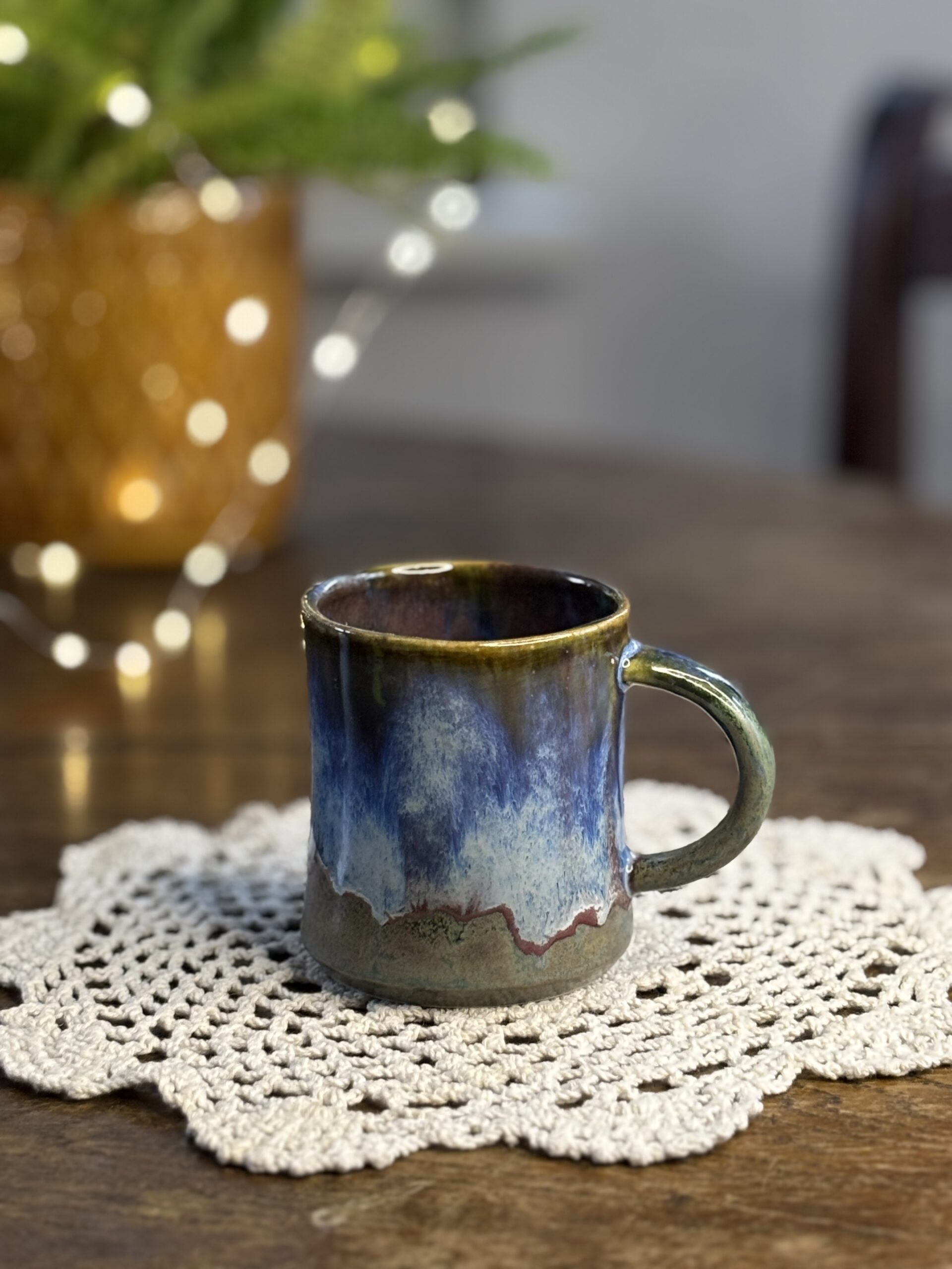 Kubek ceramiczny zielono-błękitny