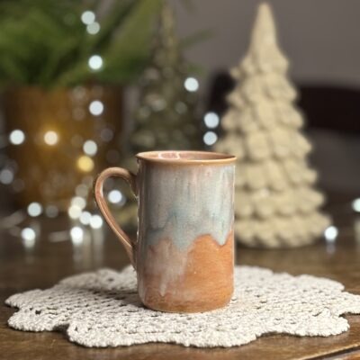 Kubek ceramiczny brązowo pistacjowy