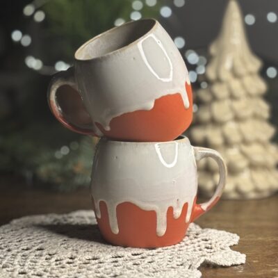 Kubek ceramiczny pękaty czerwony